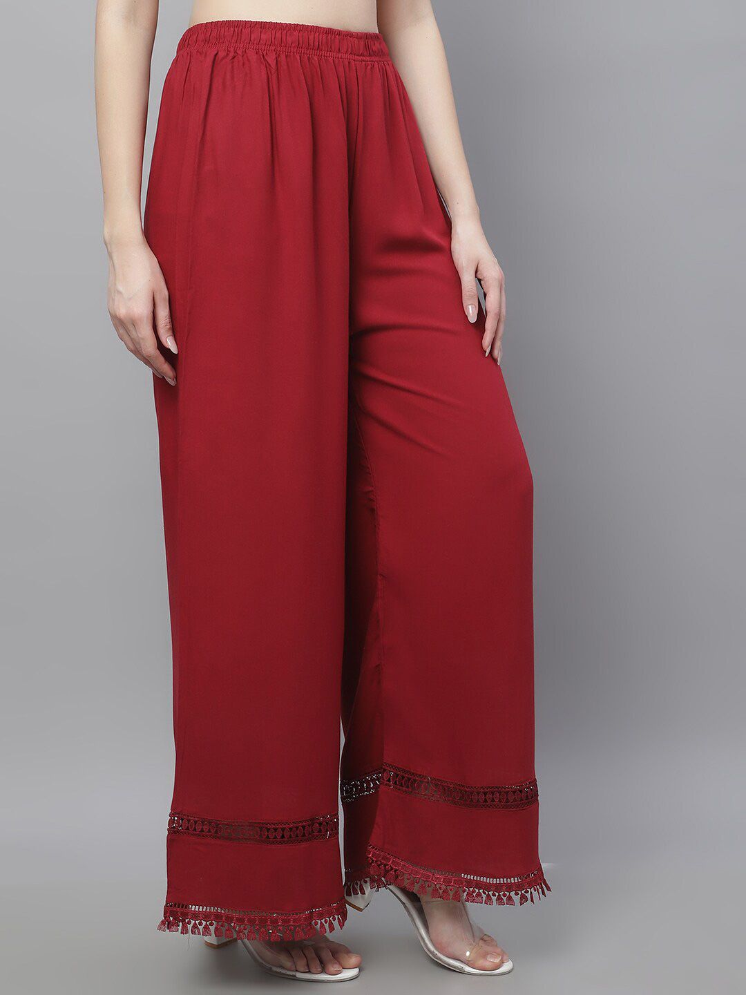 TAG 7 Women Hem Design Flared Ethnic Palazzos