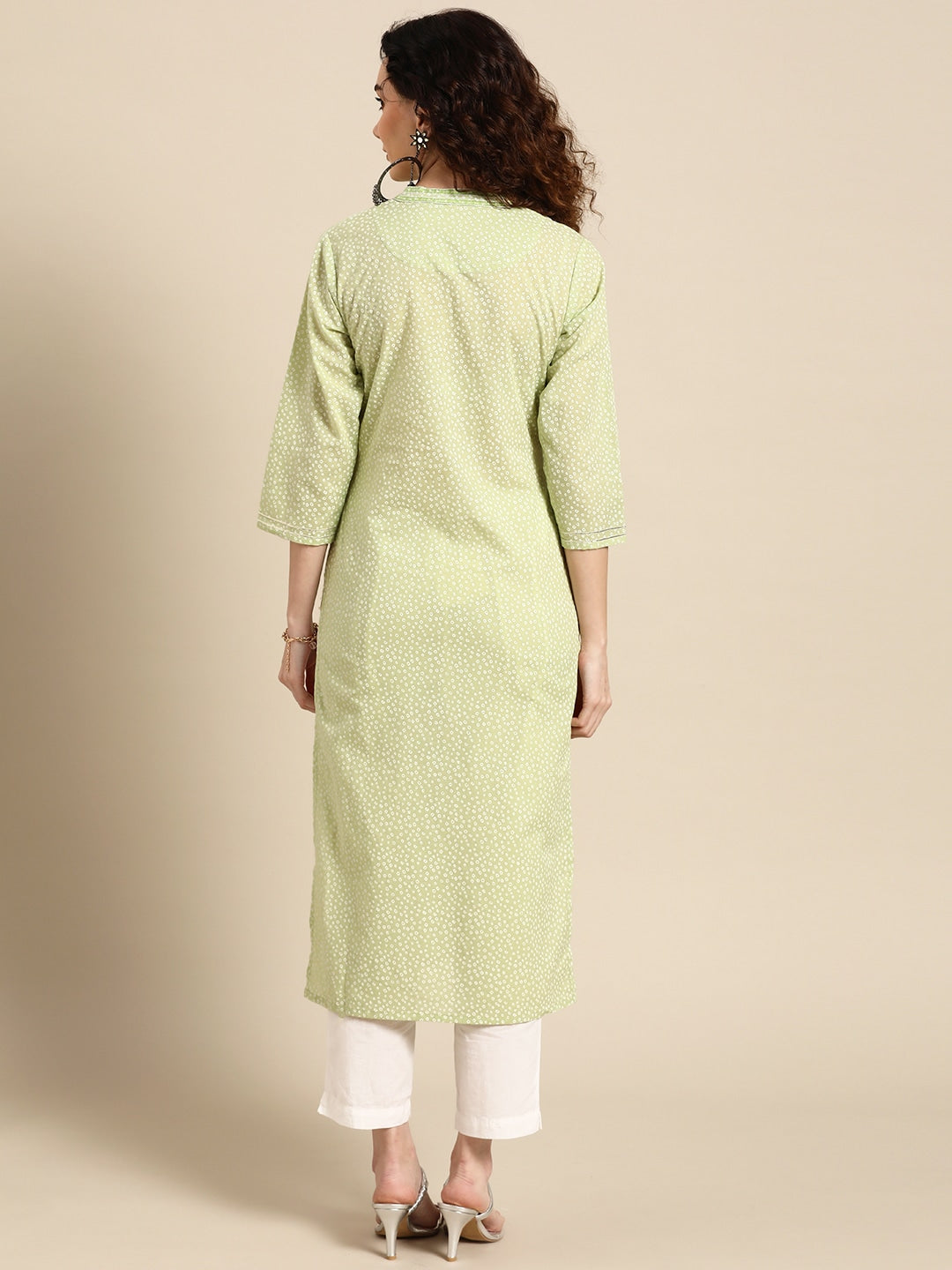 Sangria Women Green Floral Yoke Design Thread Work Pastels Kurta