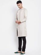 Even Apparels Beige Rayon Men's Sherwani Kurta With Asymetrical Cut - Distacart