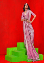 Monjolika Fashion Light Pink Weaving Tissue Zari Classic Saree - Distacart