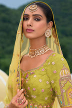 Monjolika Fashion Designer Silk Multi Color Bridal Wear Khatli Work Readymade Lehenga Choli