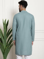 Sojanya Woven Design Mandarin Collar Straight Cotton Kurta