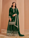 Monjolika Fashion Green Color Embroidered Santoon Georgette Salwar Suit - Distacart