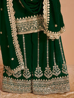 Monjolika Fashion Green Color Embroidered Santoon Georgette Salwar Suit - Distacart