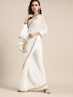 Saree Mall Off White & Golden Ethnic Motifs Saree - Distacart