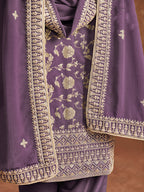 Monjolika Fashion Lavender Color Embroidered Santoon Silk Salwar Suit - Distacart
