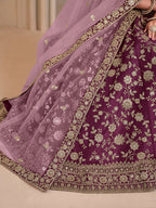 Monjolika Fashion Wine Embroidered Art Silk Designer Lehenga Choli