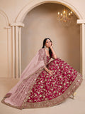 Monjolika Fashion Magenta Embroidered Art Silk Designer Lehenga Choli