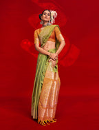 Monjolika Fashion Green Color Weaving Silk Traditional Saree For Classic Look - Distacart