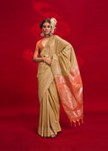 Monjolika Fashion Beige Color Weaving Silk Traditional Saree For Classic Look - Distacart