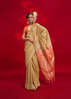 Monjolika Fashion Beige Color Weaving Silk Traditional Saree For Classic Look - Distacart