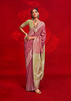 Monjolika Fashion Pink Color Weaving Silk Traditional Saree For Classic Look