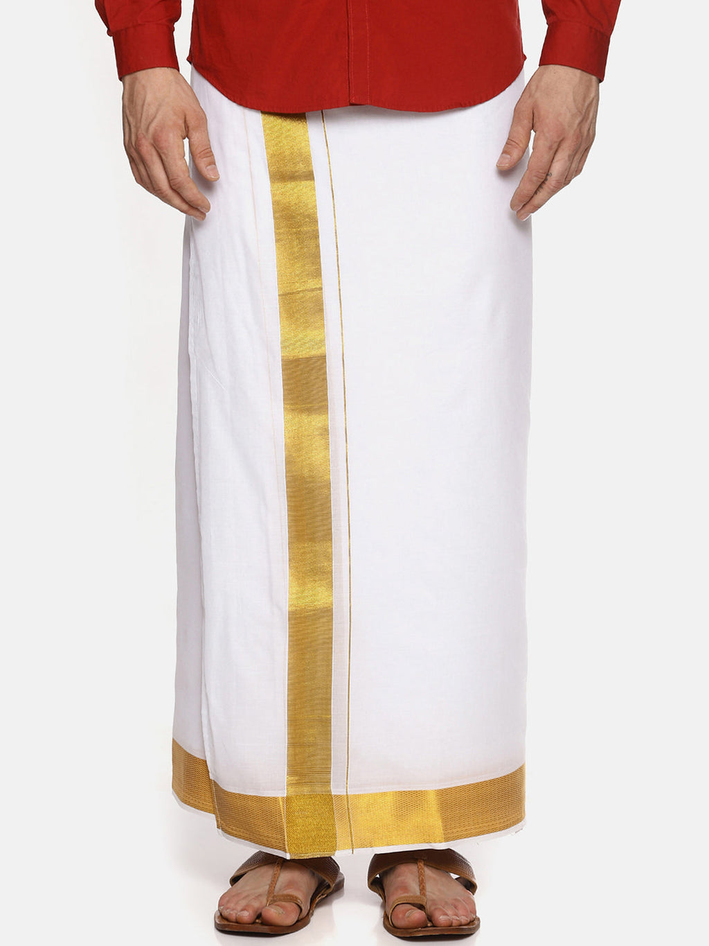Sethukrishna Men White Solid Double Layer Readymade Dhoti - Distacart