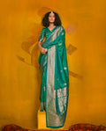 Monjolika Fashion Charming Turquoise Color Silk Saree With Fine Zari Weave - Distacart