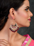 Shoshaa Women Maroon Contemporary Chandbalis Earrings - Distacart