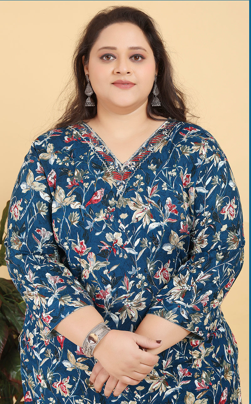 Monjolika Fashion Blue Premium Lichi Viscose Hand Work Classic Salwar Suit - Distacart