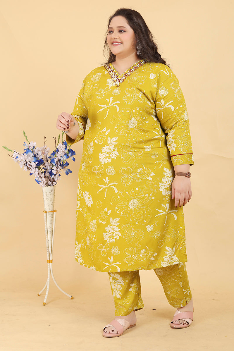 Monjolika Fashion Mustard Premium Rayon Hand Work Classic Salwar Suit - Distacart