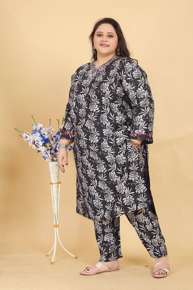 Monjolika Fashion Black Lichi Viscose Hand Work Classic Salwar Suit - Distacart