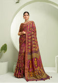 Monjolika Fashion Purple Ceremonial Paisley Printed Georgette Designer Saree