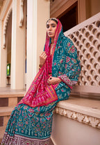 Monjolika Fashion Printed Silk Teal Blue Classic Saree