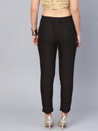 Juniper Women Black Cotton Flex Solid Slim Fit Pant/Slim Pant - Distacart