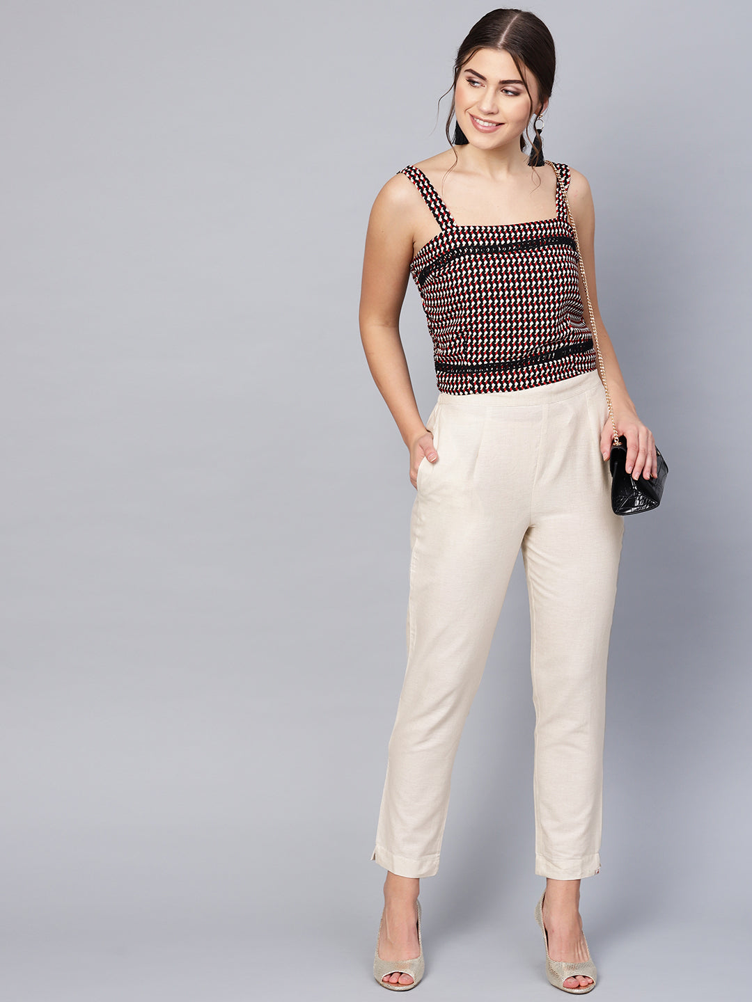 Juniper Women Offwhite Cotton Flex Solid Slim Fit Pant/Slim Pant - Distacart