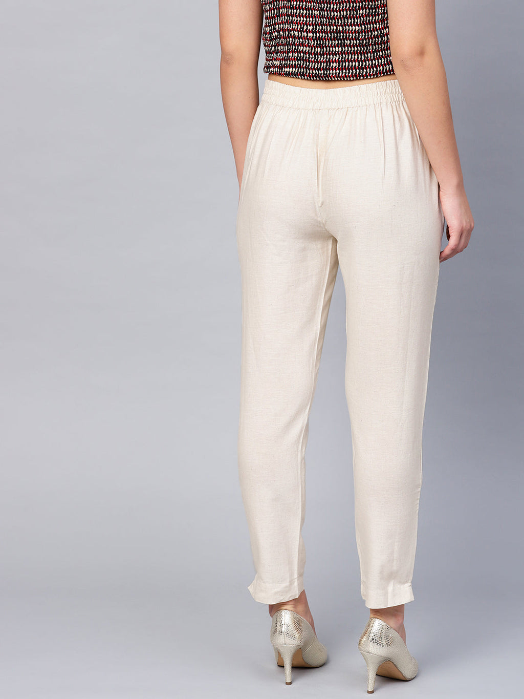 Juniper Women Offwhite Cotton Flex Solid Slim Fit Pant/Slim Pant - Distacart