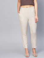 Juniper Women Offwhite Cotton Flex Solid Slim Fit Pant/Slim Pant - Distacart