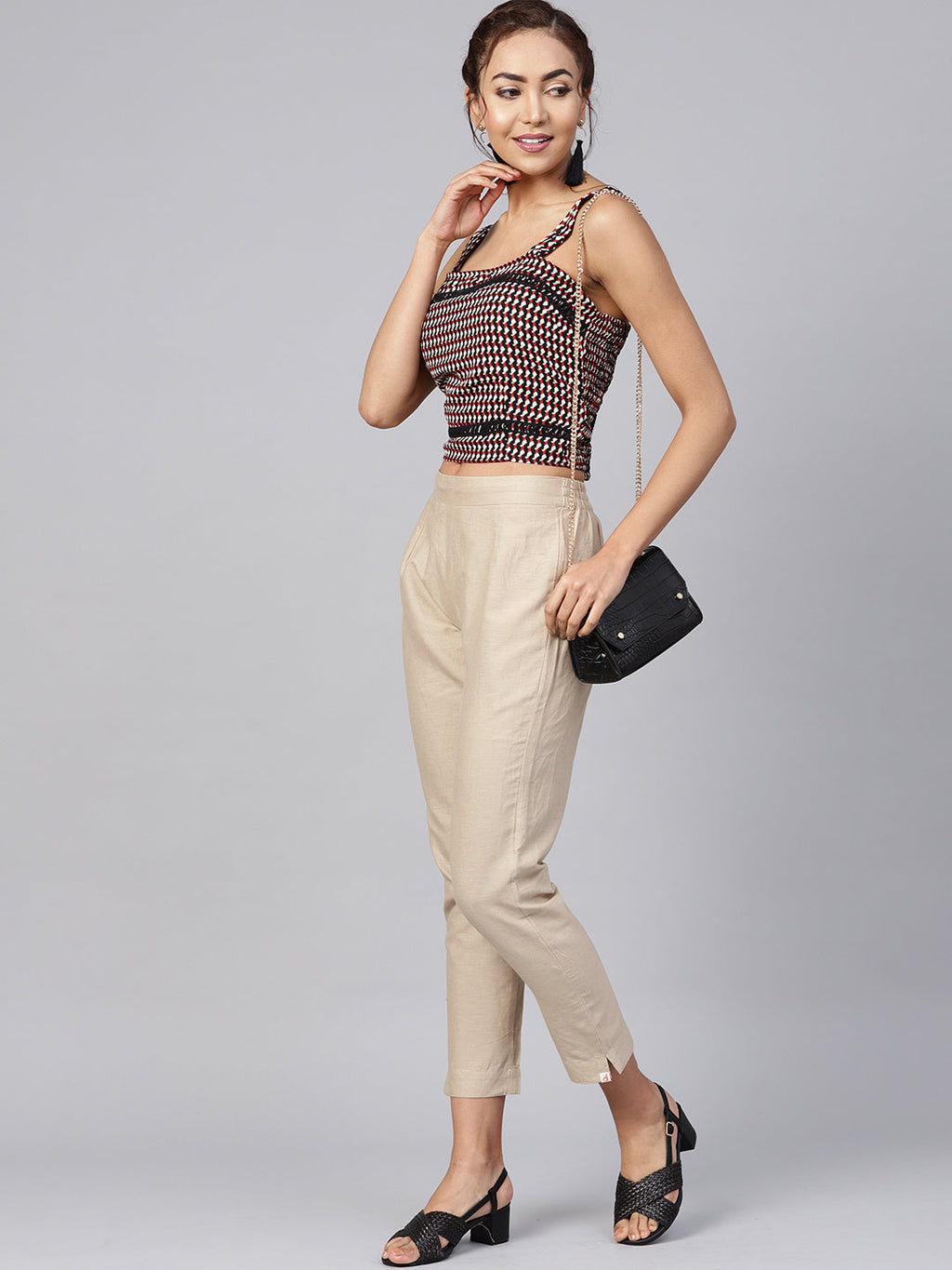 Juniper Women Sandgrey Cotton Flex Solid Slim Fit Pant/Slim Pant - Distacart