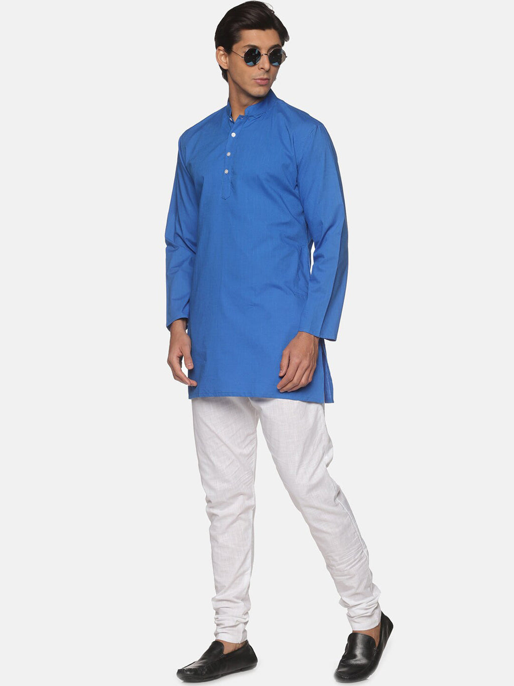 Sethukrishna Men Blue Pure Cotton Kurta with Pyjamas - Distacart