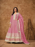Monjolika Fashion Pink Color Embroidered Santoon Silk Salwar Suit - Distacart