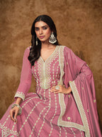Monjolika Fashion Pink Color Embroidered Santoon Silk Salwar Suit - Distacart