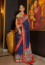 Monjolika Fashion Silk Navy Blue Patola Print Trendy Saree - Distacart