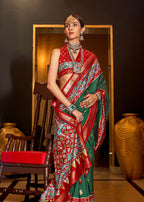Monjolika Fashion Dark Green Color Patola Printed Work Silk Classic Saree - Distacart