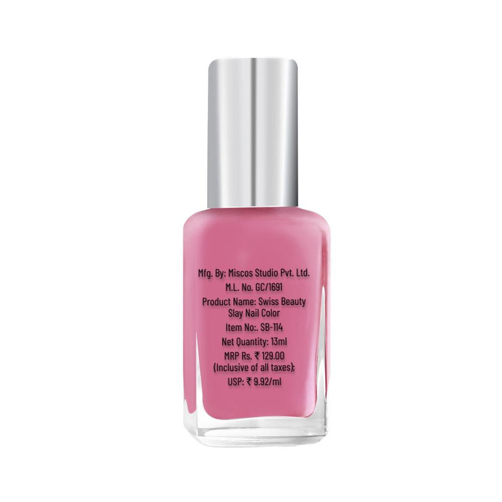 Swiss Beauty Slay Nail Color Ultra Shine Formulation - 13 Perfect Pink - Distacart