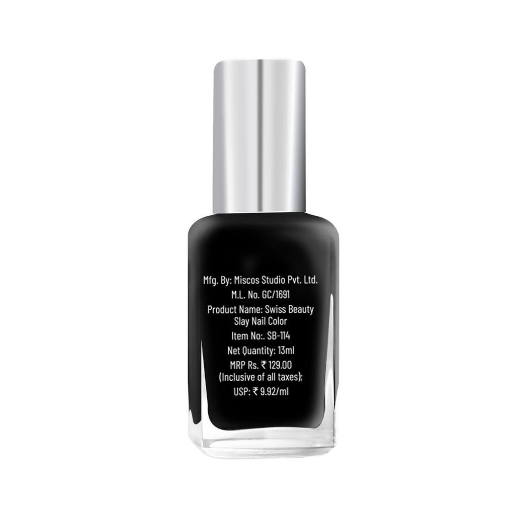Swiss Beauty Slay Nail Color Ultra Shine Formulation - 22 Mid Night - Distacart