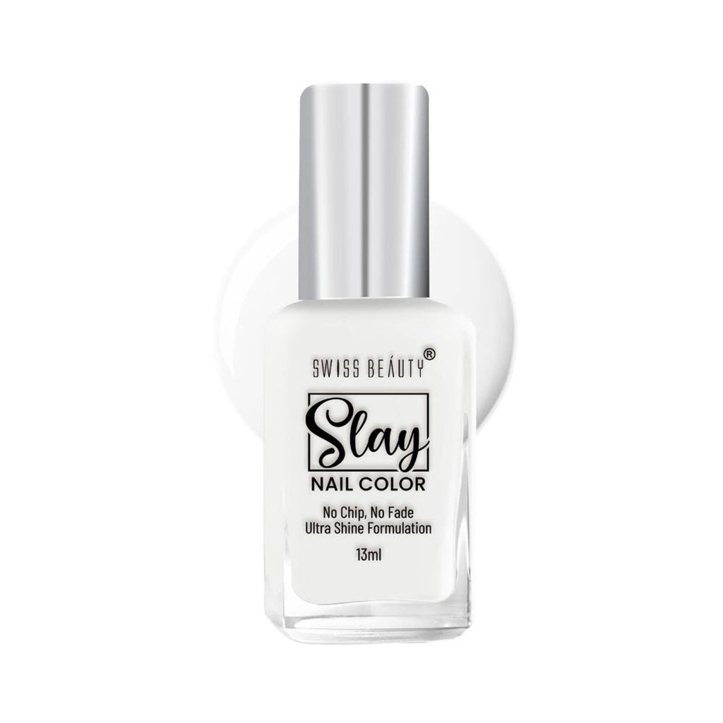 Swiss Beauty Slay Nail Color Ultra Shine Formulation - 23 Flat White - Distacart