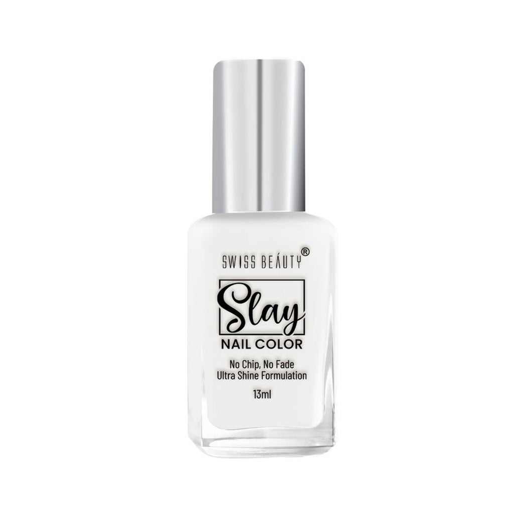 Swiss Beauty Slay Nail Color Ultra Shine Formulation - 23 Flat White - Distacart