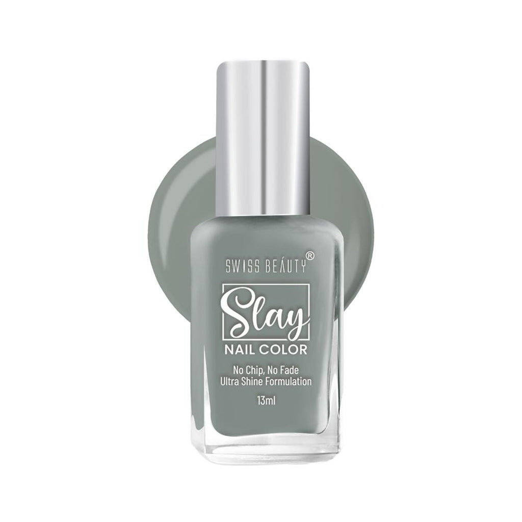 Swiss Beauty Slay Nail Color Ultra Shine Formulation - 26 Grey Stone - Distacart