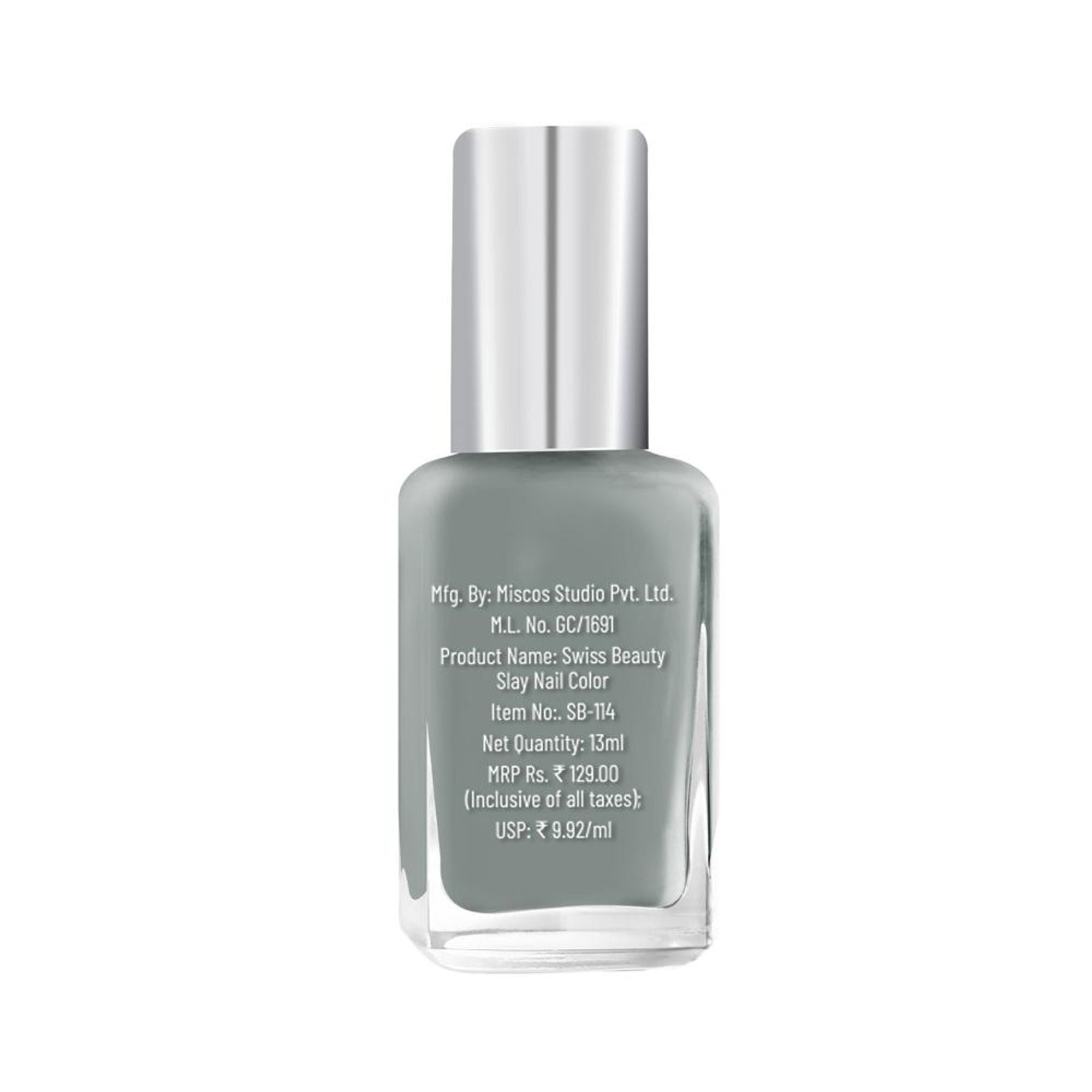 Swiss Beauty Slay Nail Color Ultra Shine Formulation - 26 Grey Stone - Distacart