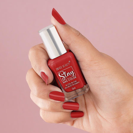 Swiss Beauty Slay Nail Color Ultra Shine Formulation - 27 Silk Red
