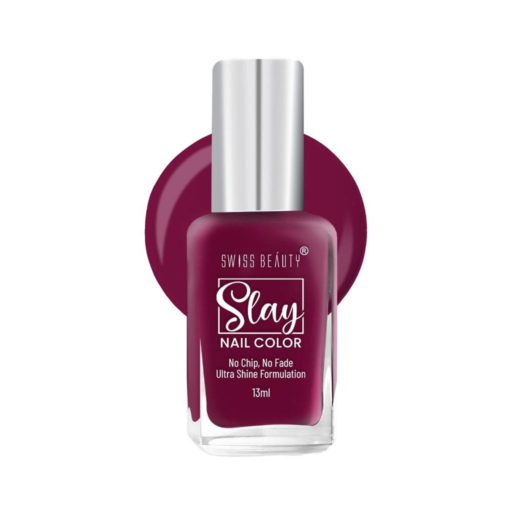Swiss Beauty Slay Nail Color Ultra Shine Formulation - 32 Mulberry Maroon - Distacart