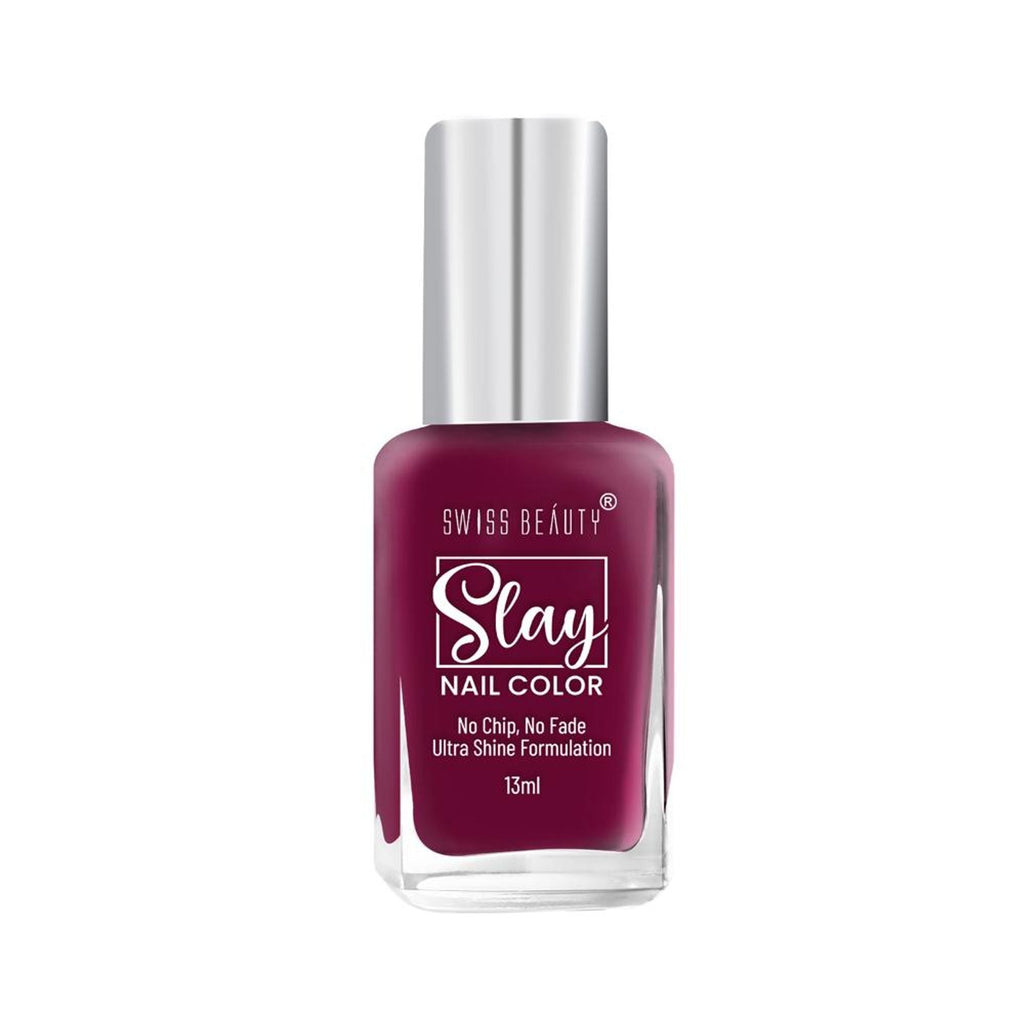 Swiss Beauty Slay Nail Color Ultra Shine Formulation - 32 Mulberry Maroon - Distacart