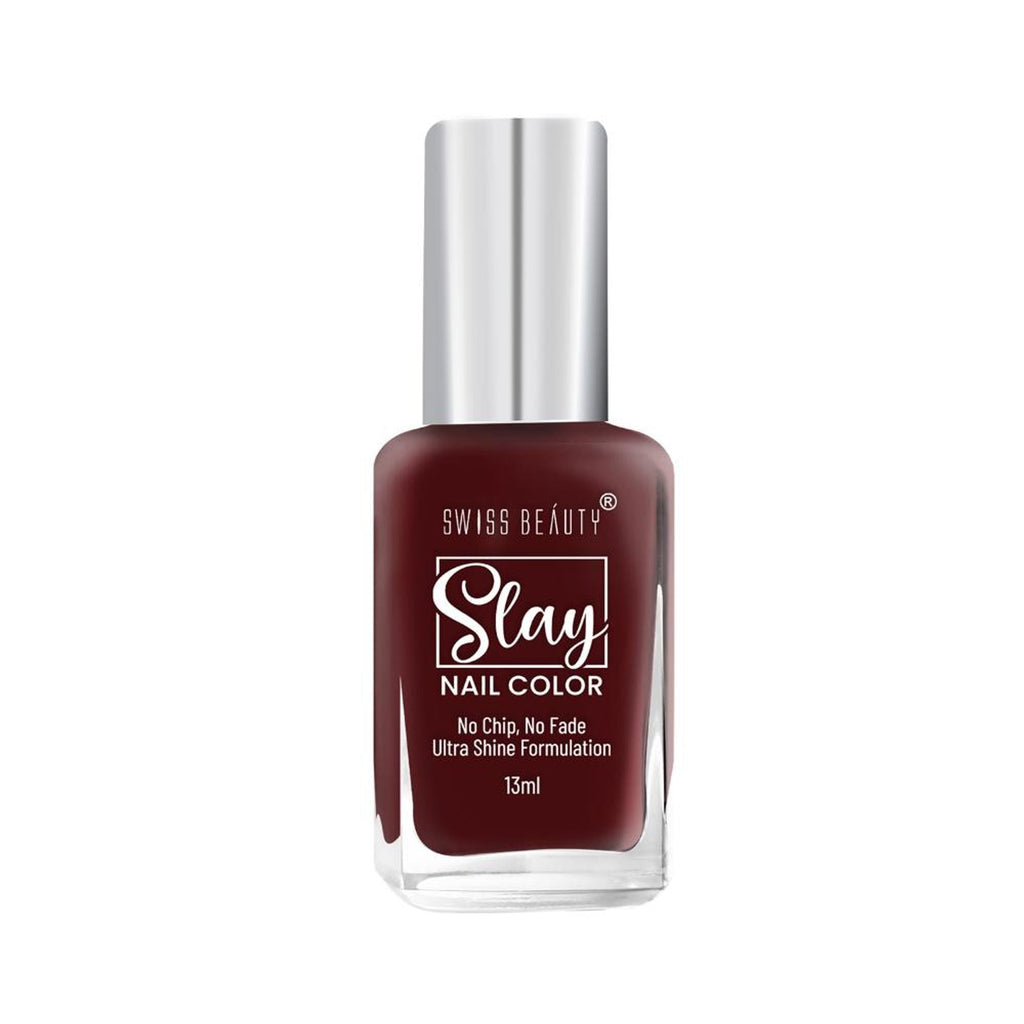 Swiss Beauty Slay Nail Color Ultra Shine Formulation - 34 Maroon Bloom - Distacart