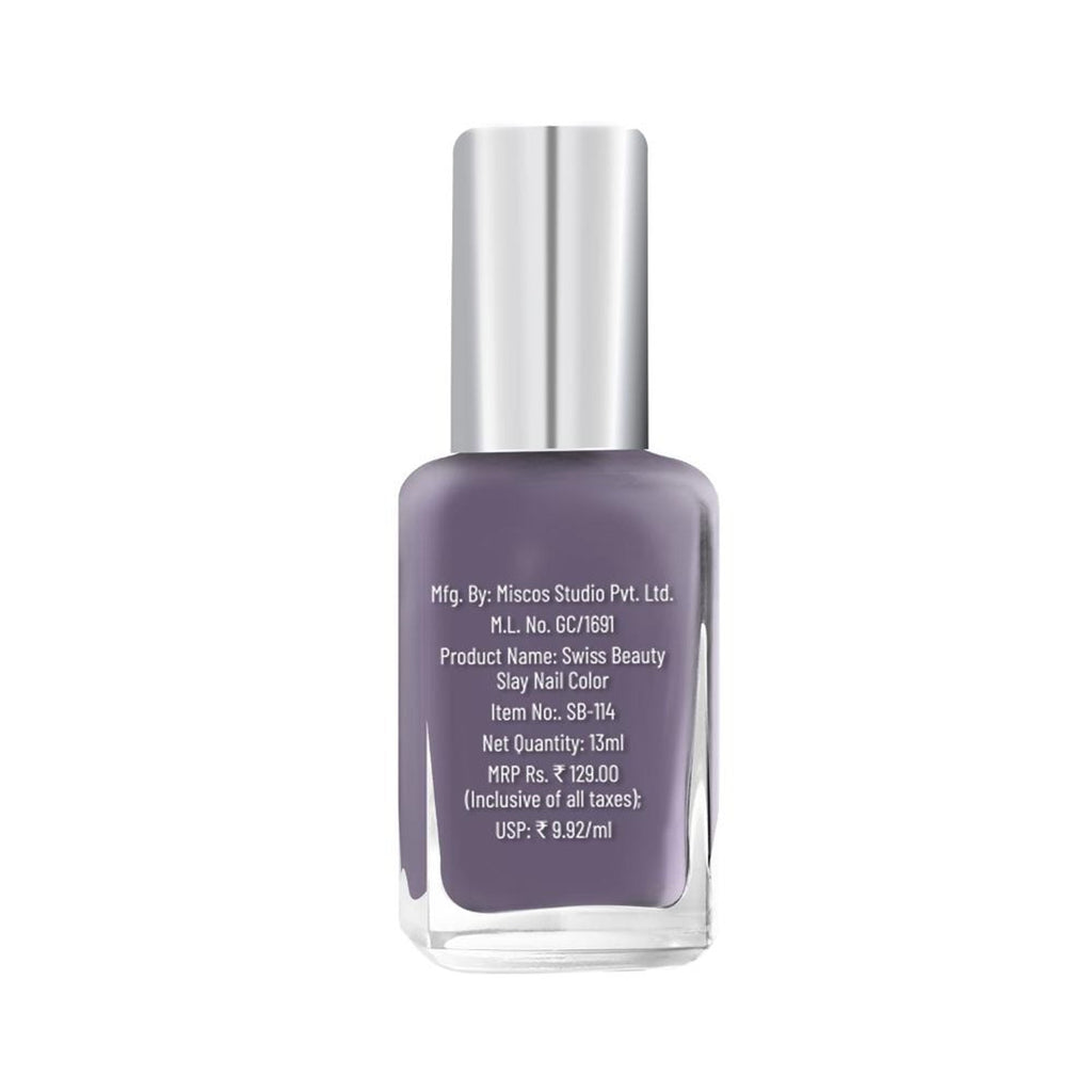 Swiss Beauty Slay Nail Color Ultra Shine Formulation - 40 Grape - Distacart