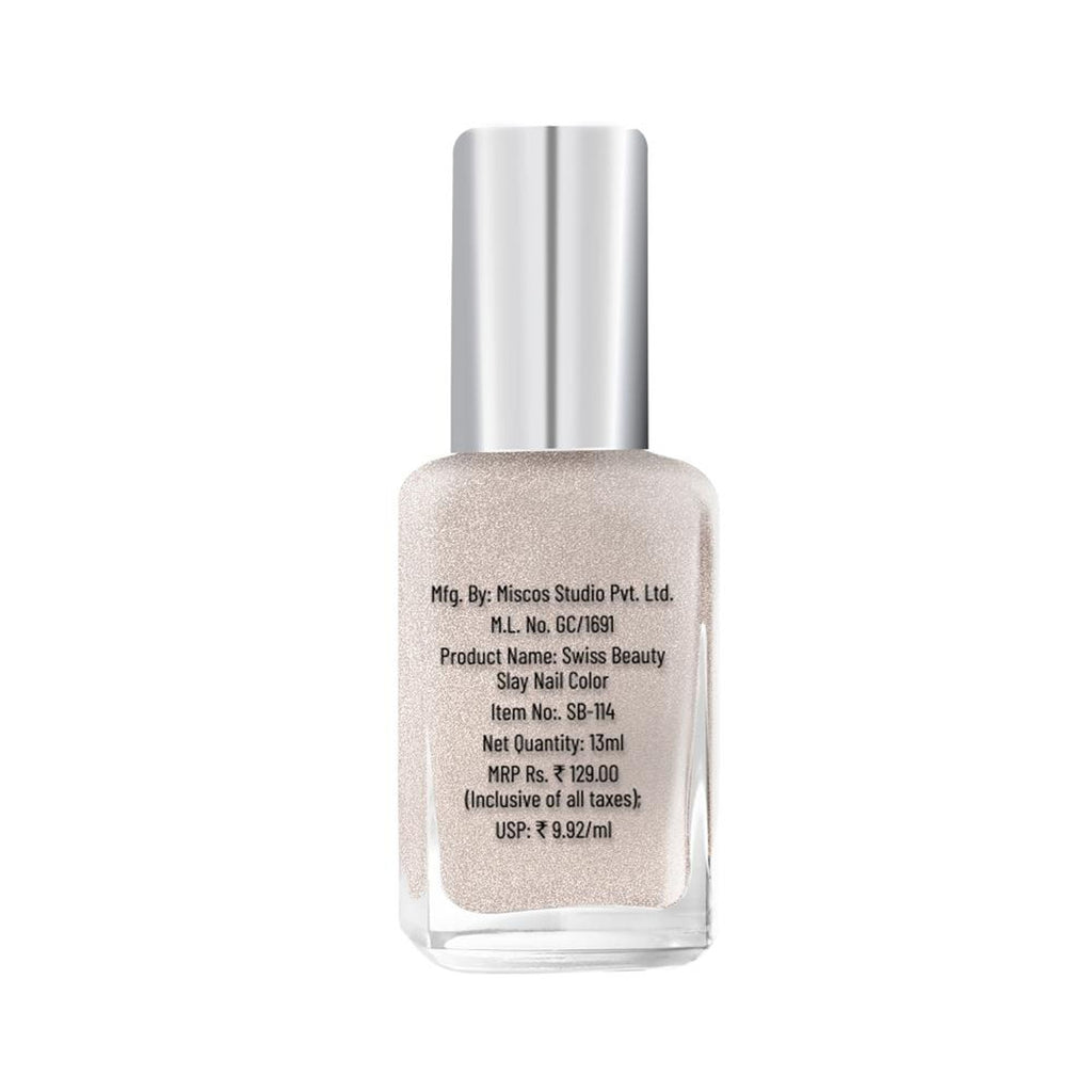 Swiss Beauty Slay Nail Color Ultra Shine Formulation - 52 Gold Star - Distacart