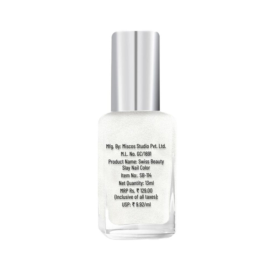 Swiss Beauty Slay Nail Color Ultra Shine Formulation - 54 Pearl - Distacart