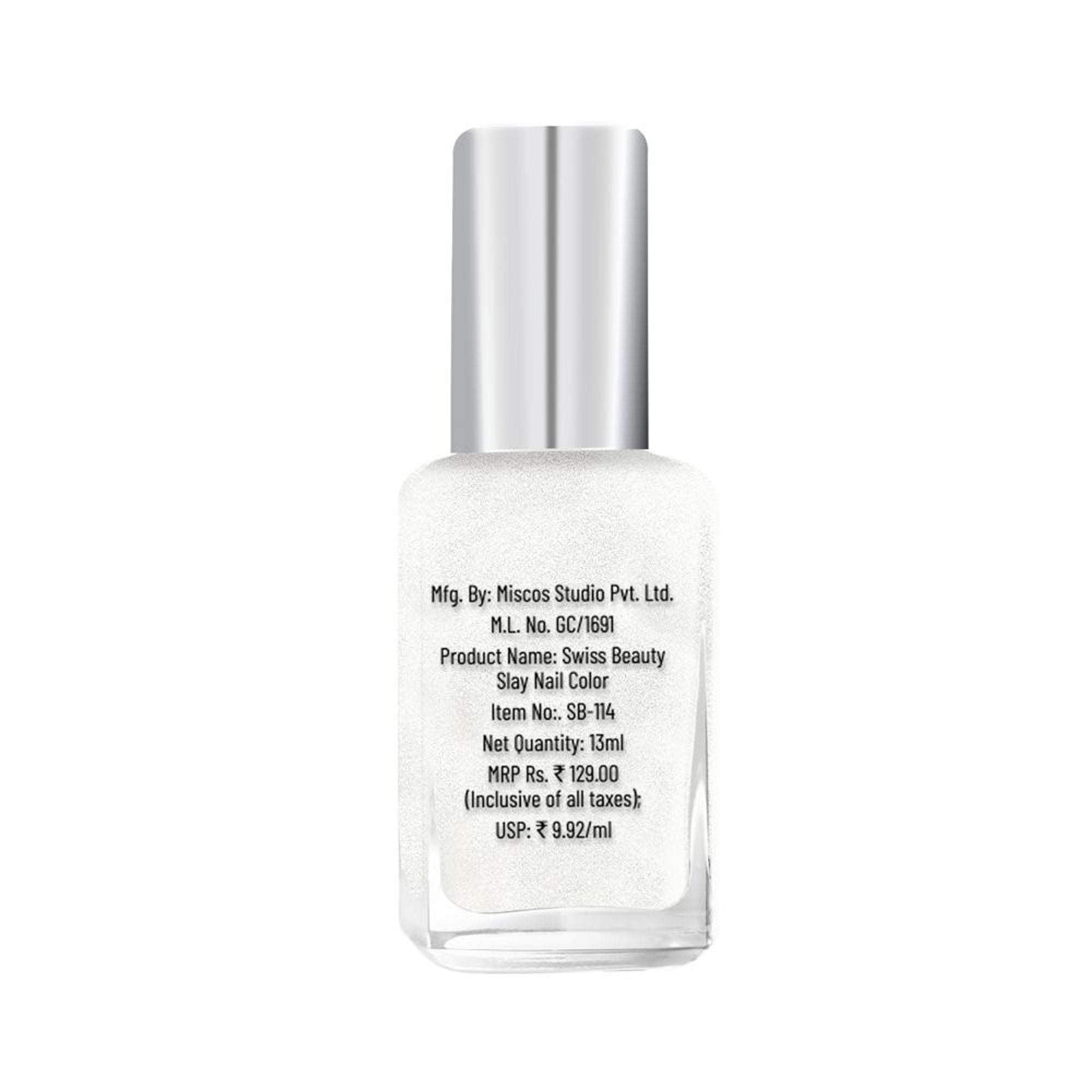 Swiss Beauty Slay Nail Color Ultra Shine Formulation - 54 Pearl - Distacart