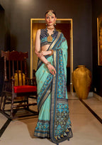Monjolika Fashion Sea Green Patola Printed Work Silk Designer Saree - Distacart