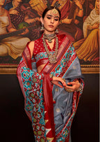 Monjolika Fashion Patola Print Silk Designer Saree In Grey - Distacart